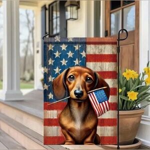 New Patriotic Dachshund Garden Flag